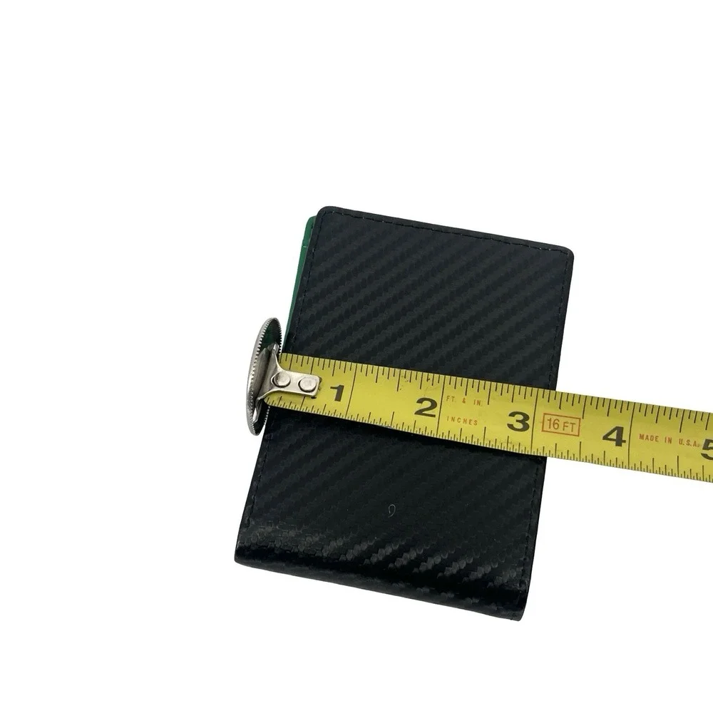 CIEPHIA Mens Bifold Wallet Black Green Carbon Fiber Look ID Window Slim EDC